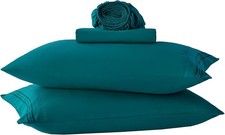 Full Size Teal Sheet Set, Children's Sheet Microfiber Deep Pocket 4 Piece Set