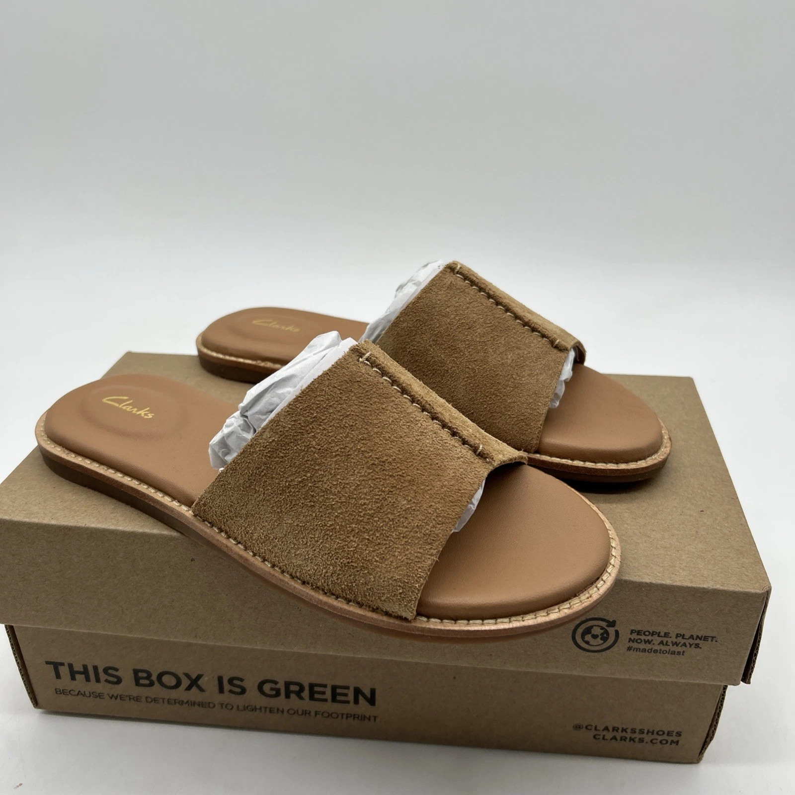 Clarks Karsea Mule scamosciato marrone chiaro donna nel Regno Unito 3 5 nuovo di zecca