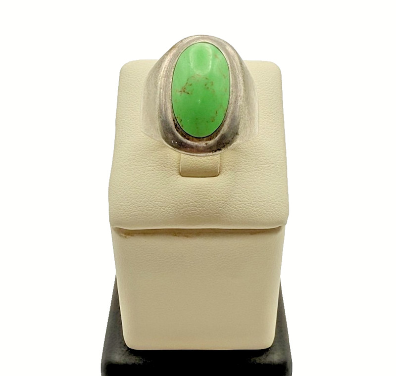 Vintage 925 Sterling Silver Green Turquoise Ring - Size 11.25