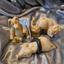 3 Pigging Ornaments Collectables Pig Figurines by  David Corbridge  