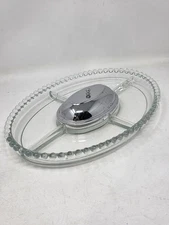 Imperial Candlewick 13x9 5-section Divided Relish Dish w/Center Dip Serving Lid