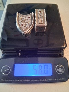 Use Or Scrap 925 Sterling Silver Belt Keeper And Tip With Red Stones