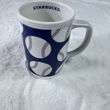 Starbucks 2007 Baseball Sport Jumbo  Coffee Mug Red White & Blue 16 Ounce Clean