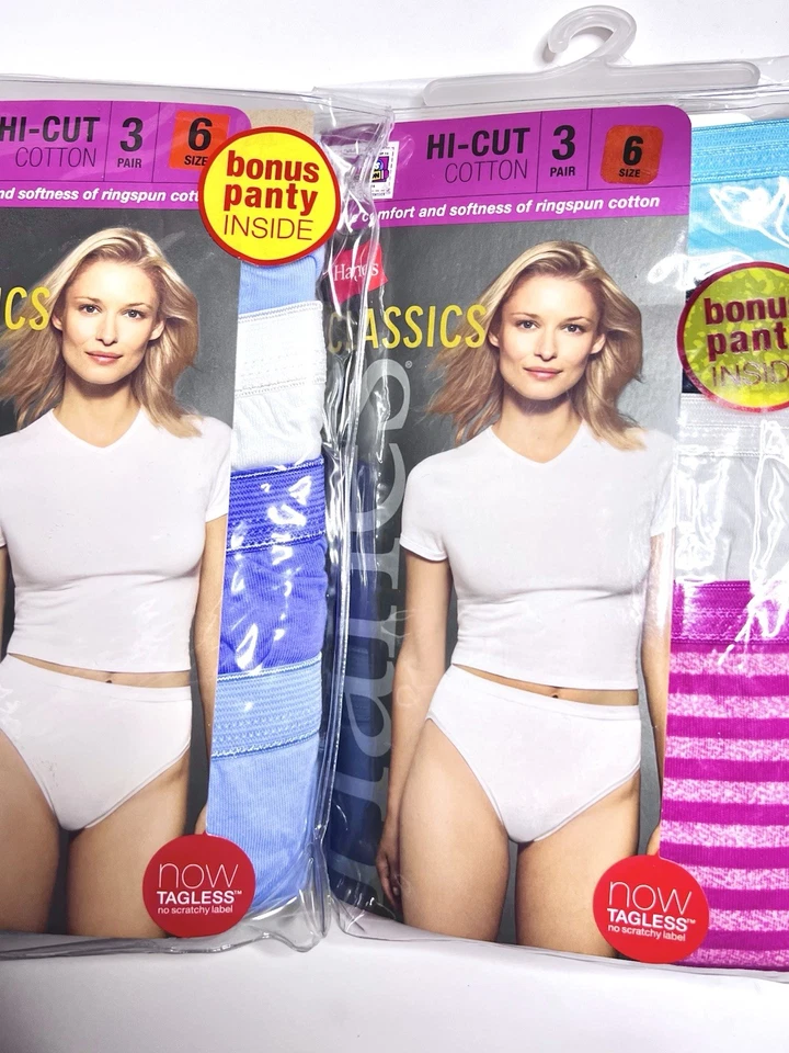 Bragas para mujer Hanes Classics 12 pares de ropa interior blanca de algodón corte alto talla 6 Foto 3 de 4
