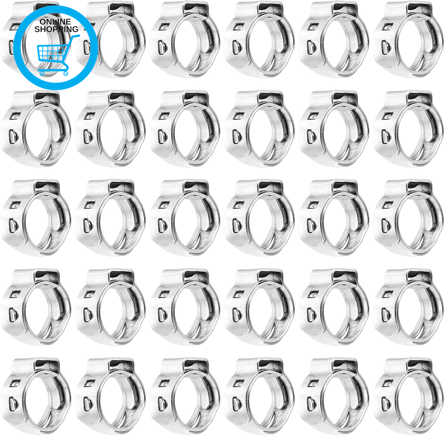 40Pcs 7.5-8.7Mm Single Ear Hose Clamps 304 Stainless Steel Polished Stepless Hos