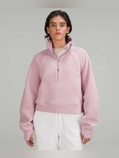 Lululemon Scuba Oversized Funnel Neck Half Zip Sweatshirt Pink Peony Size M/L