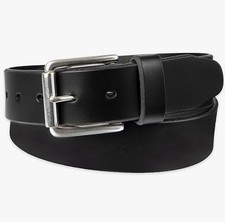 DOCKERS MEN'S BELT BLACK 100 LEATHER - Casual Classic Silver Buckle SIZE 36