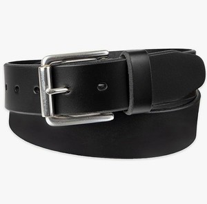 DOCKERS MEN'S BELT BLACK 100% LEATHER - Casual Classic Silver Buckle Size 34