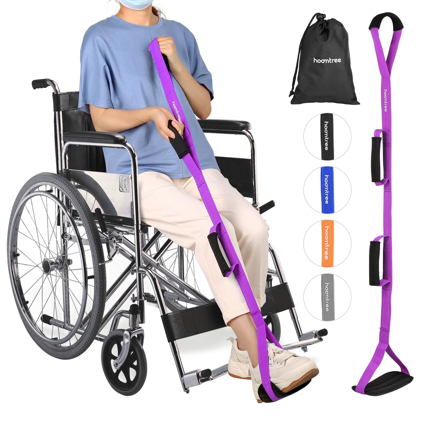 39'' Long Leg Lifter Strap with Padded Handgrips and Feet Loop,Rigid Leg Lift...