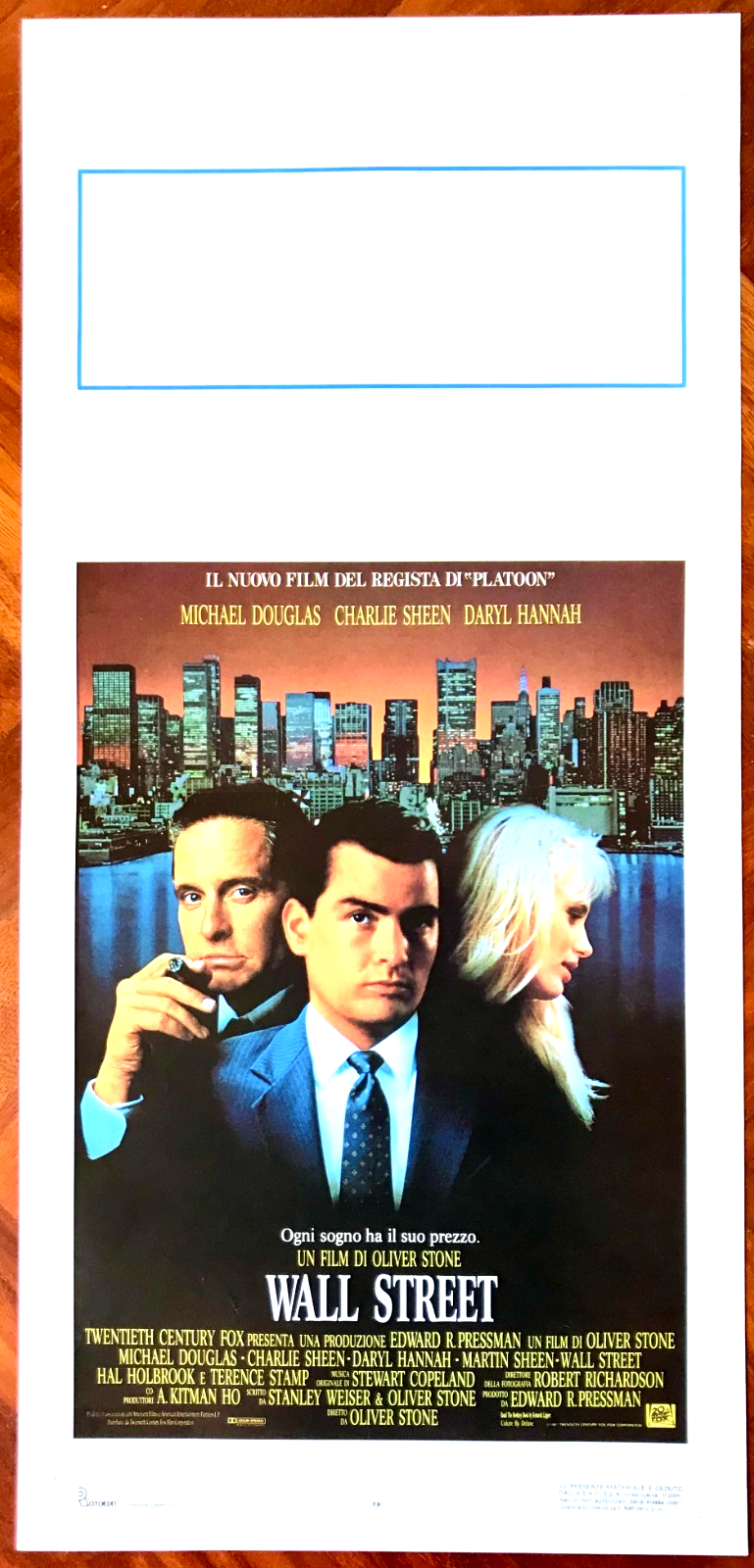 Locandina originale film Wall Street (1987) - Regia di Oliver Stone