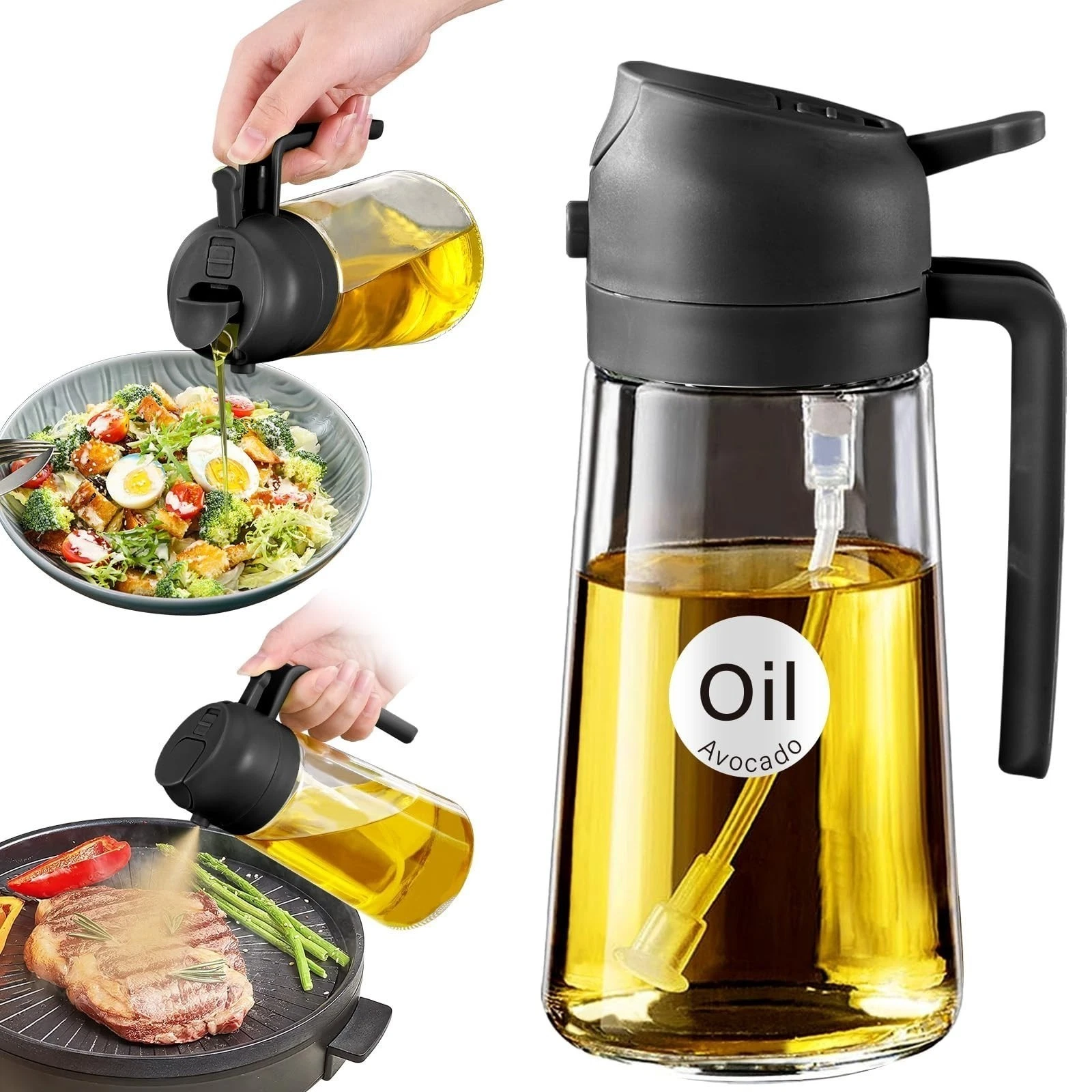 Glass Olive Oil Sprayer 470ml 2-in-1 Oil Dispenser Spray Bottle for Cooking
Opens in a new window or