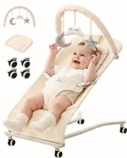 Bouncer 100 Cotton Wheelable, with Head Support, 0-12M -Beige