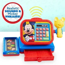 Disney Junior Mickey Mouse Cash Register Toy Realistic Sounds Phrases 10 Pieces