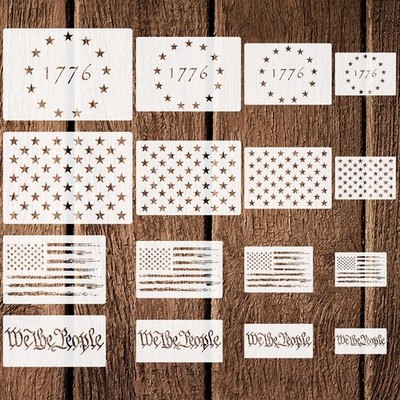 1776 Stencils 16 Pieces American Flag Reusable for Painting