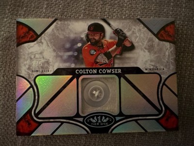 Colton Cowser 2025 Topps Tier One Game Used Button Relic Patch 3/5 Orioles