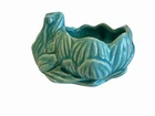 Vintage McCoy Frog Planter Turquoise Aqua Water Lily Pottery 5” wide USA