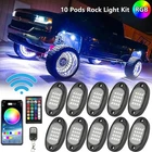 LED Rock Light 10 Pod RGB Offroad Music Wireless Bluetooth Underglow Neon Lights