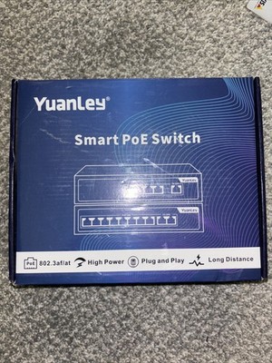 YuanLey 8-Port PoE Switch Gigabit- Waterproof Outdoor Ethernet white 