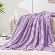 BEDELITE Fleece Throw Blanket for Couch   3D Ribbed Jacquard Soft and Warm De...