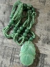 CHINESE CARVED JADE GOURD PENDANT ON BEADED JADE NECKLACE — photo 6