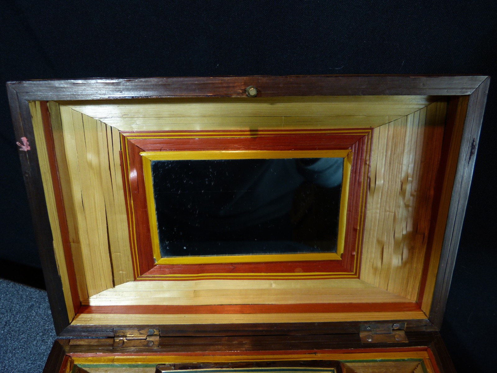 Antique 19th Century 19th Century Straw Marquetry Sewing Box Necessary Box