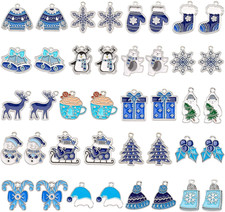 40Pcs/20 Pairs Winter Charms, Christmas Winter Charms for Jewelry Making, Snowfl