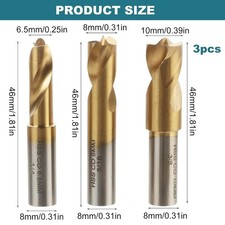 3pcs Spot Weld Drill Bits Set High Speed Welder Steel Hss Tip Titanium Coated Cu