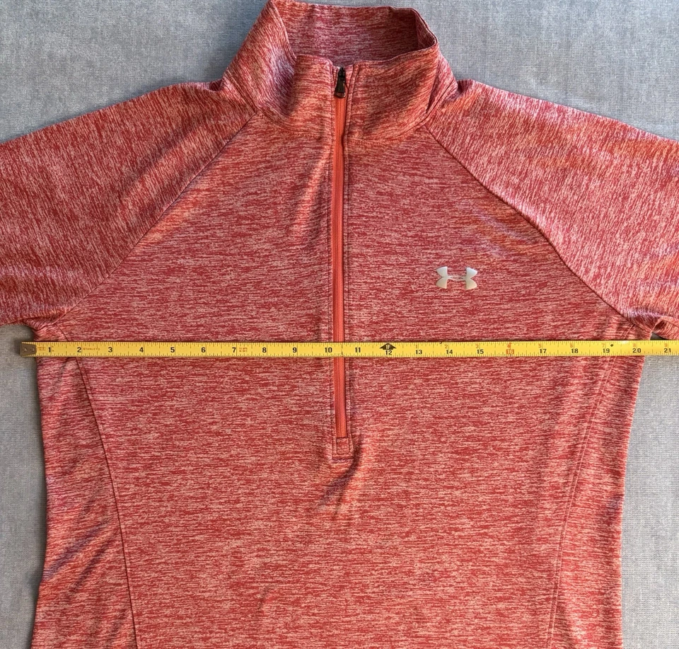 Under Armour Heat Gear Loose Stripe Red 1/4 Zip Women’s L Athleisure Breathable - Image 4 of 4