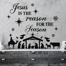 3 Pcs Nativity Scene Wall Decor Stickers Christmas Bible Quotes Christian... 