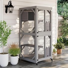 Wooden Cat Catio Outdoor Enclosure w/ Window,...