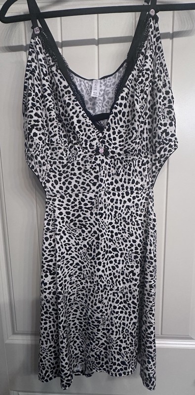Lane Bryant Cacique Leopard Chemise Nightie Sexy Black Lace Open Sides Sz 18/20