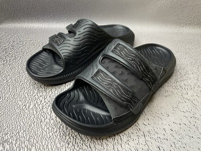 HOKA ONE ORA Unisex LUXE schwarze Sandalen Recovery Slides Größe M 10 W 12