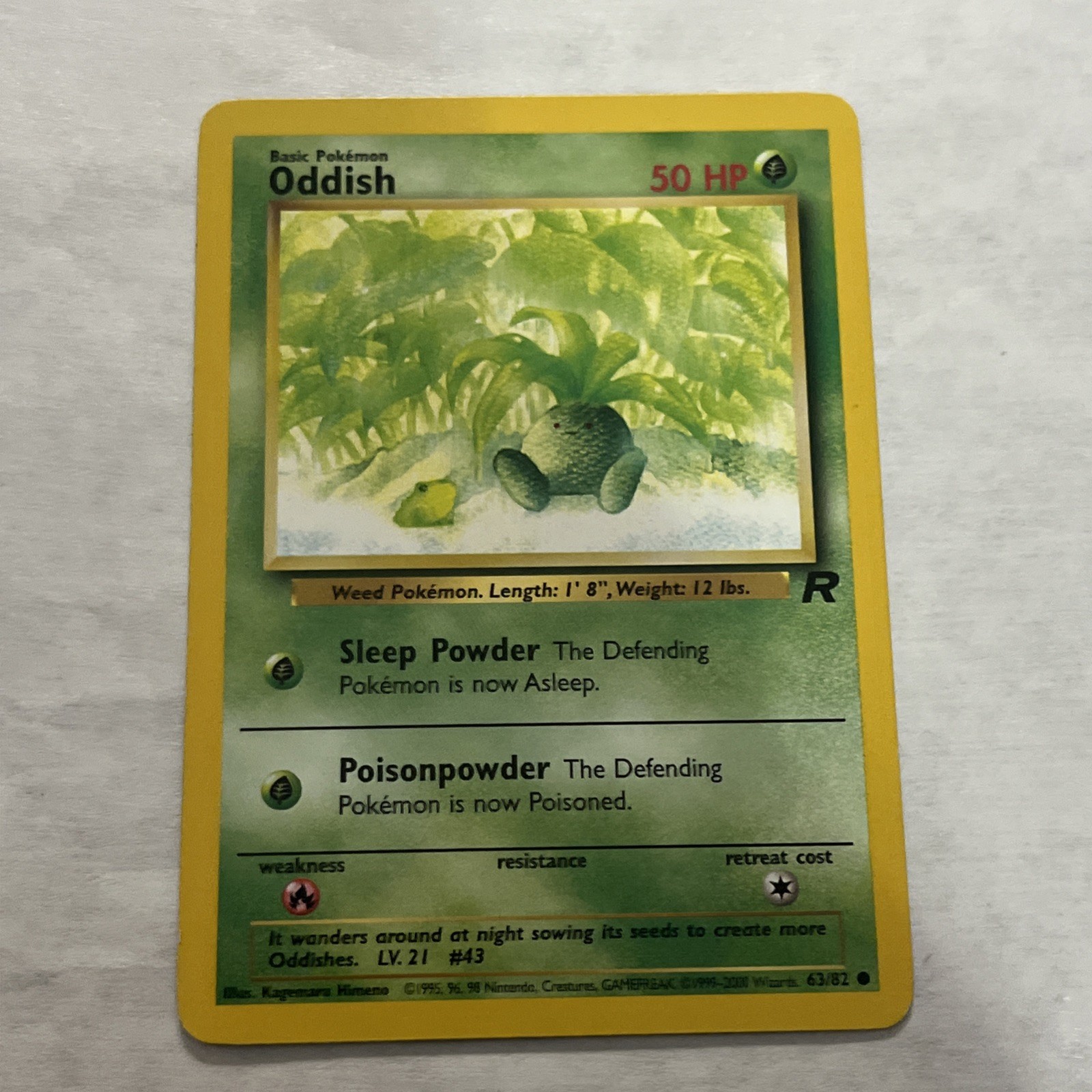 ODDISH Pokemon Card - 1999 Pokemon Team Rocket 63/82 NM VTG WOTC