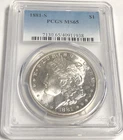 1881 S MORGAN "PCGS MS65" - CRISP WHITE, STUNNING COLOR, HIGH POINTS, MIRRORS💥✅