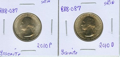 2010  P&D  ( California Yosemite )  Quarters  (2 Coins) unc. Satin Finish