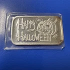 HAPPY HALLOWEEN JACK O LANTERN - 1 OZ .999 SILVER ART BAR