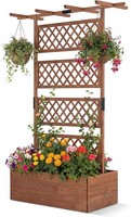 Homasis Blumenkasten Mit Rankgitter & Dachregal, Hochbeet Mit Spalier, Holz