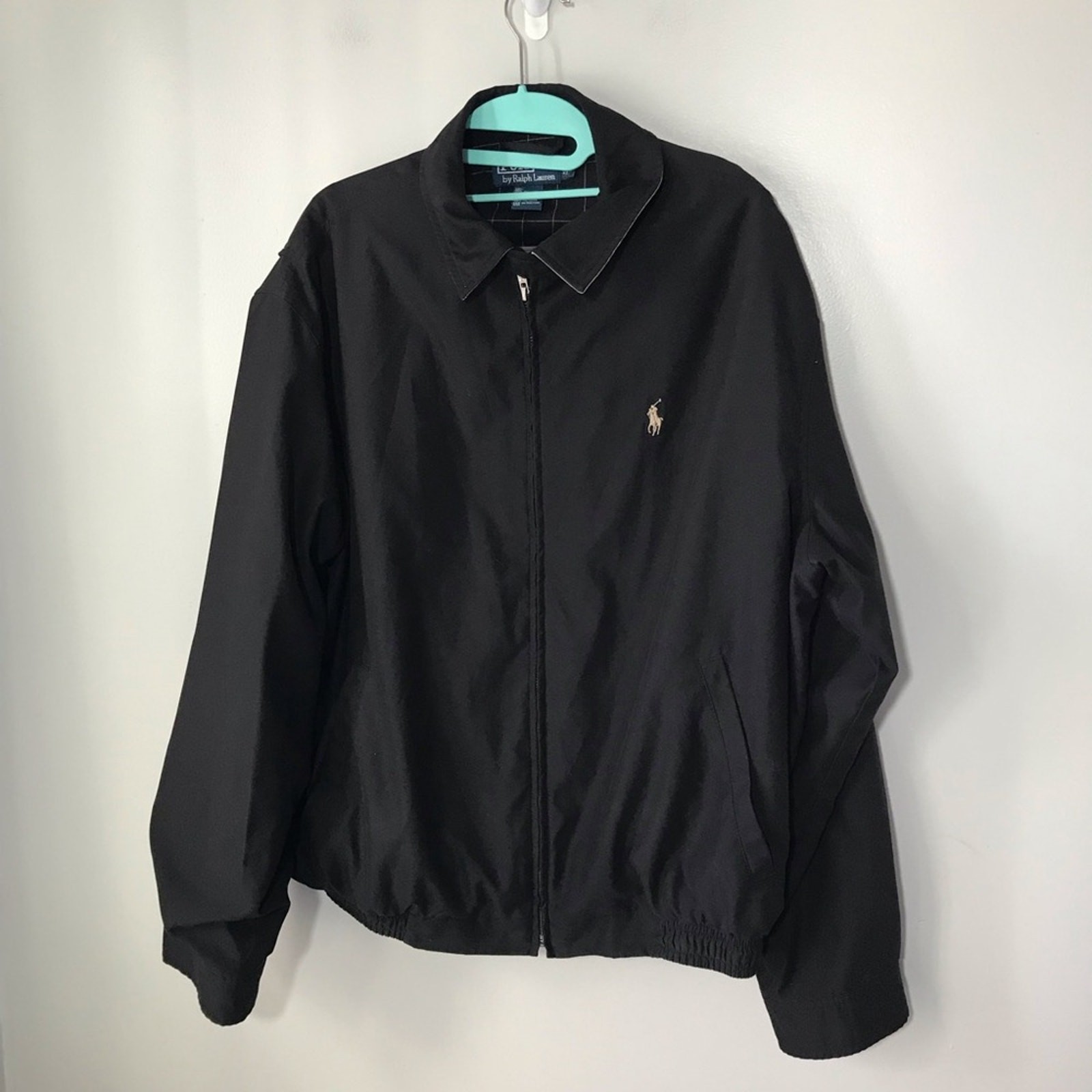 Polo Ralph Lauren uomo L nero marrone chiaro pony full zip giacca a vento leggera