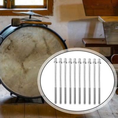 10x Bass Drum Tension Rods Drum Set Hardware Musical Instrument Parts Iron