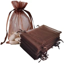 Organza Gift Bags Packs of 100 Drawstring 4x6 inch Brown for Baby Shower,Girl...