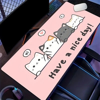 40*90cmPink Cute Cat HD Image, Extra Large Mouse Pad with High-Quality Non-Slip
