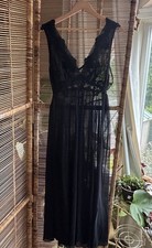 Vintage women's black sheer Flora Nickrooz long sultry nightgown