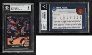 2002 Topps Chrome Black Border Refractor /99 Caron Butler BGS 9 MINT Rookie RC