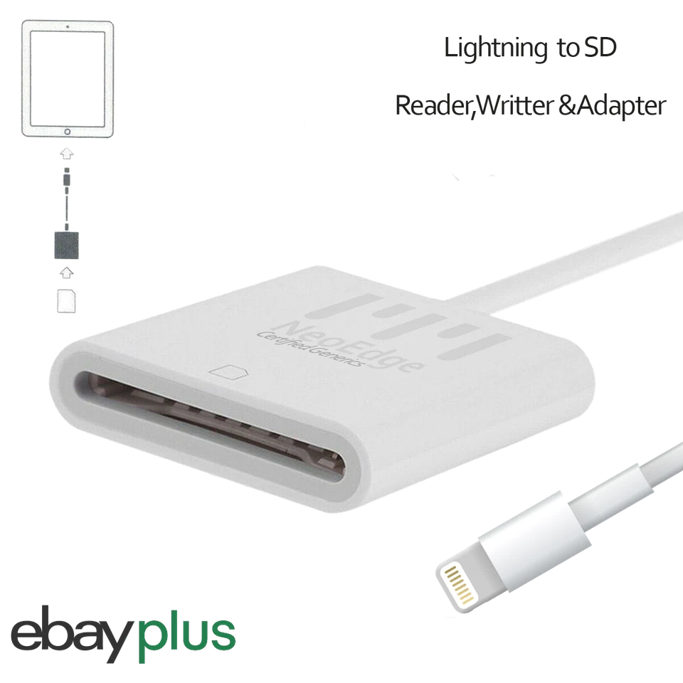 8 Pin OTG to SD Card Reader Writer Adapter iPhone X iPad Air Pro Mini + Micro SD - Image 2 of 4