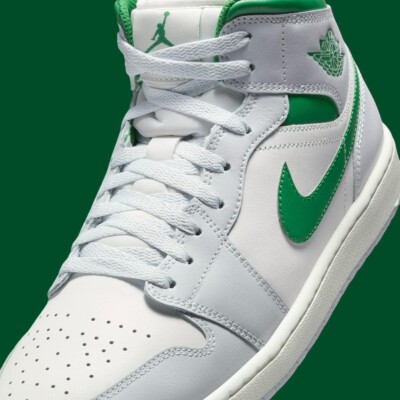 [ナイキ] AIR JORDAN 1 MID DQ8426-142 Nike Air Jordan 1 Mid Men's White & Green Sports Sneaker DQ8426