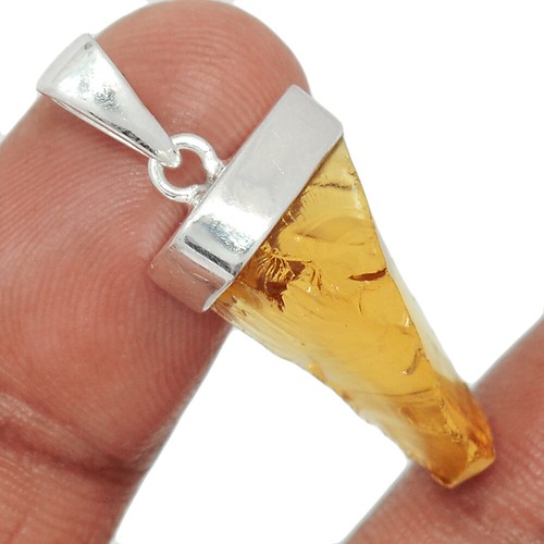 Natural Citrine Rough - Brazil 925 Sterling Silver Pendant AW3 CP38787