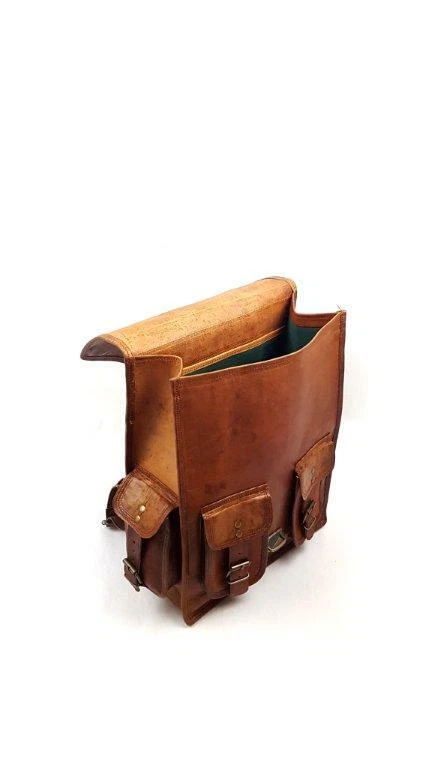 Mochila para computadora portátil adicta a los viajes de cuero de 18" para hombre Mochila Bolso bandolera Foto 4 de 4