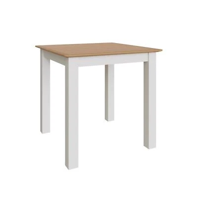 FWSTYLE Linen Cream Dining Table Square 80cm Oak Veneer Kitchen Furniture