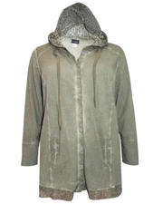 Mia Moda KHAKI Pure Cotton Sequin Embellished Hoodie - Plus Size 24 (EU52)