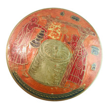 MESSING DOSE Deckeldose 8 cm mit Emaille Auflage 